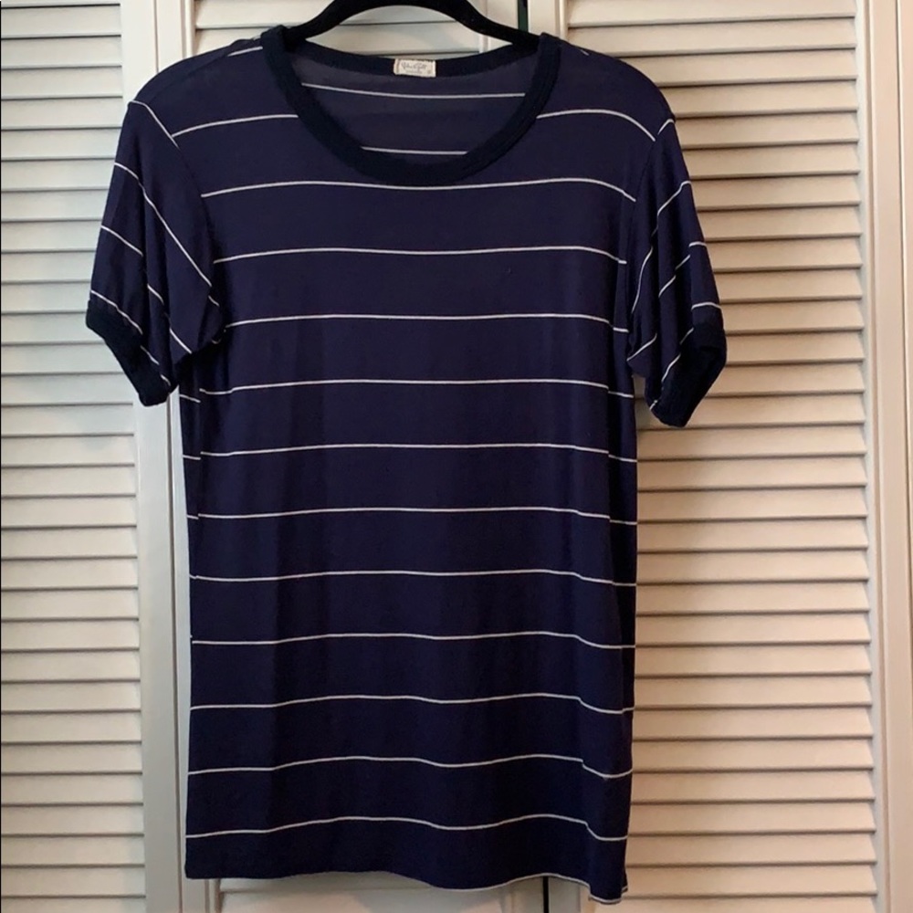 John Galt/Brandy Melville Navy Striped T-shirt